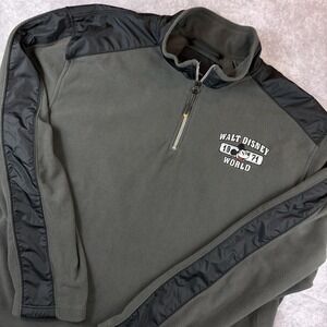Disney Parks Pullover Men's 2XL Grey Fleece 1/4 Zip Vintage Walt Disney 1971